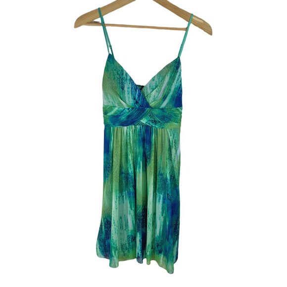 y2k Vintage Ruby Rox Vintage Green and Blue Tie Dye Chiffon Dress Women's Size M - Picture 1 of 8